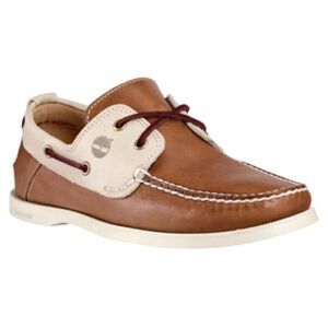 Timberland Handsewn Brown & White Leather Loafers Shoes- Size 11